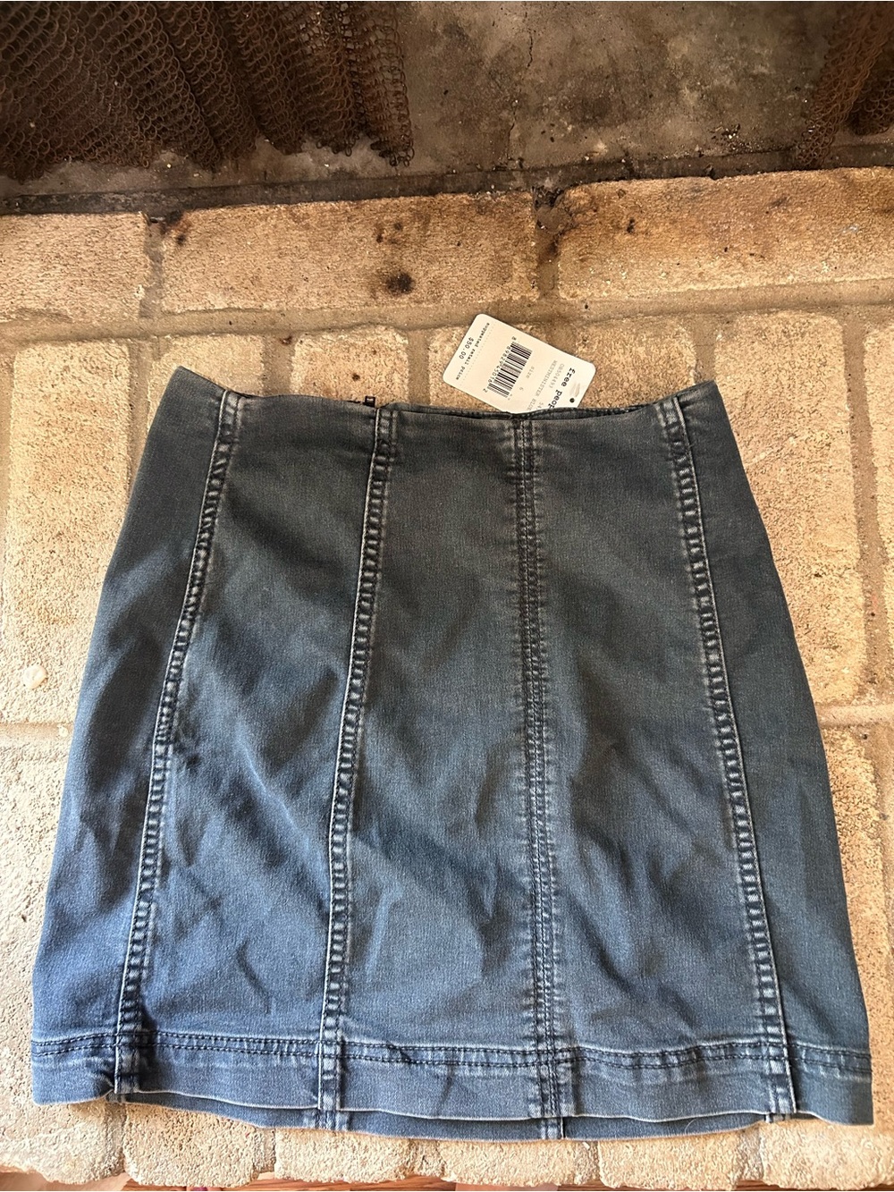Free People Slate black Denim Panel Mini Skirt EUC